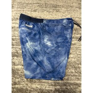 Fair Harbor‎ Shorts Swim Trunks Men's XL Lined Water Camo Blue Stretch